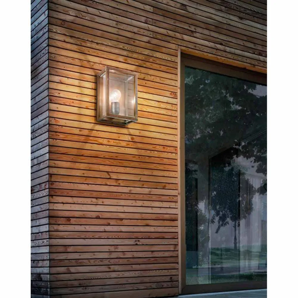 fra store væglampe i messing og glas panel Il Fanale Viadurini