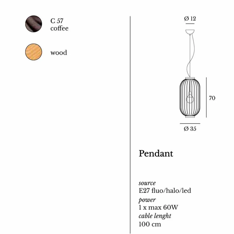 lampevæggen stål Ø35xh.70xL.cavo100 cm Bibiana Viadurini