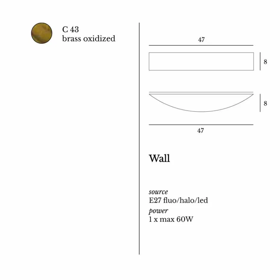 Væglampe i moderne design Messing Ø47xh.8xsp.8 cm Blandine Viadurini