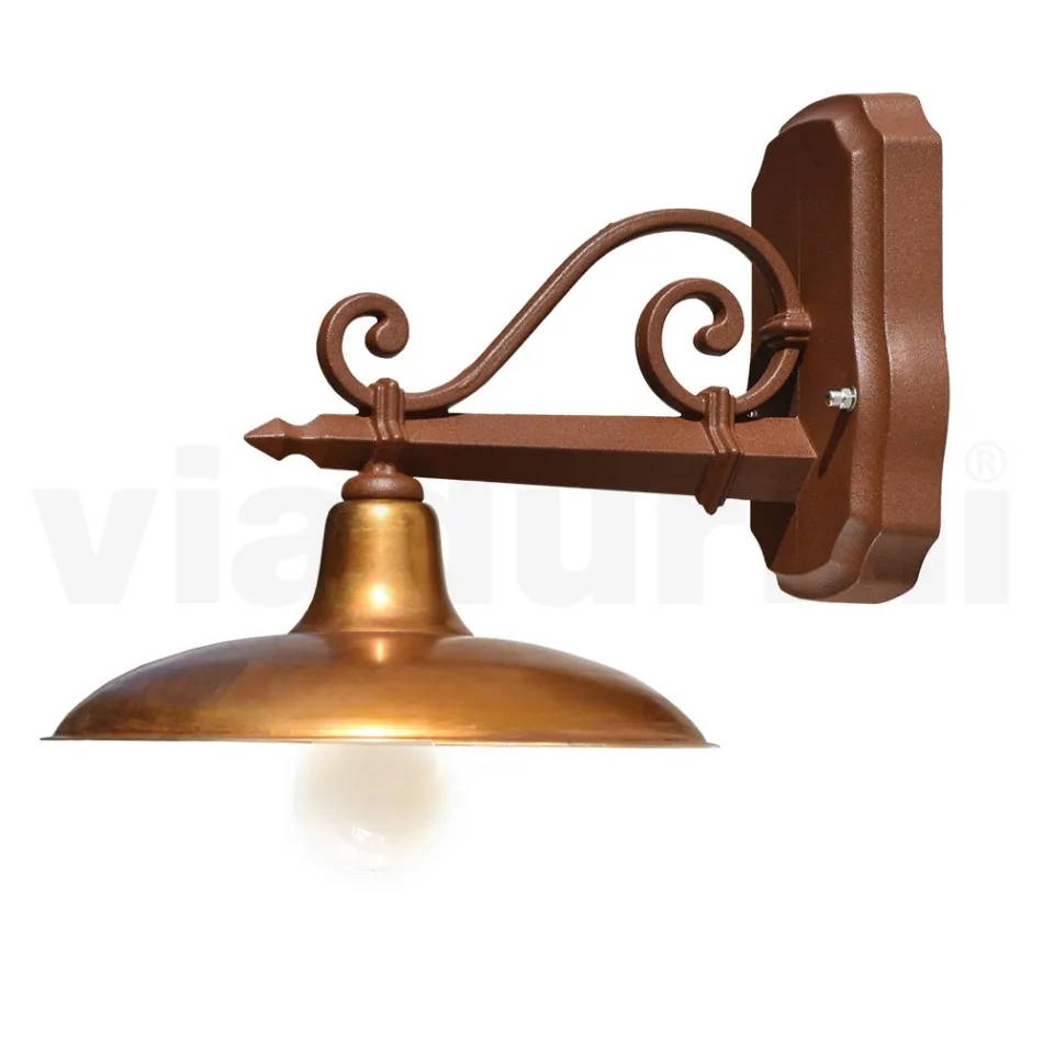 Udendørs væglampe i aluminium og messing Fremstillet i Italien - Adela Viadurini