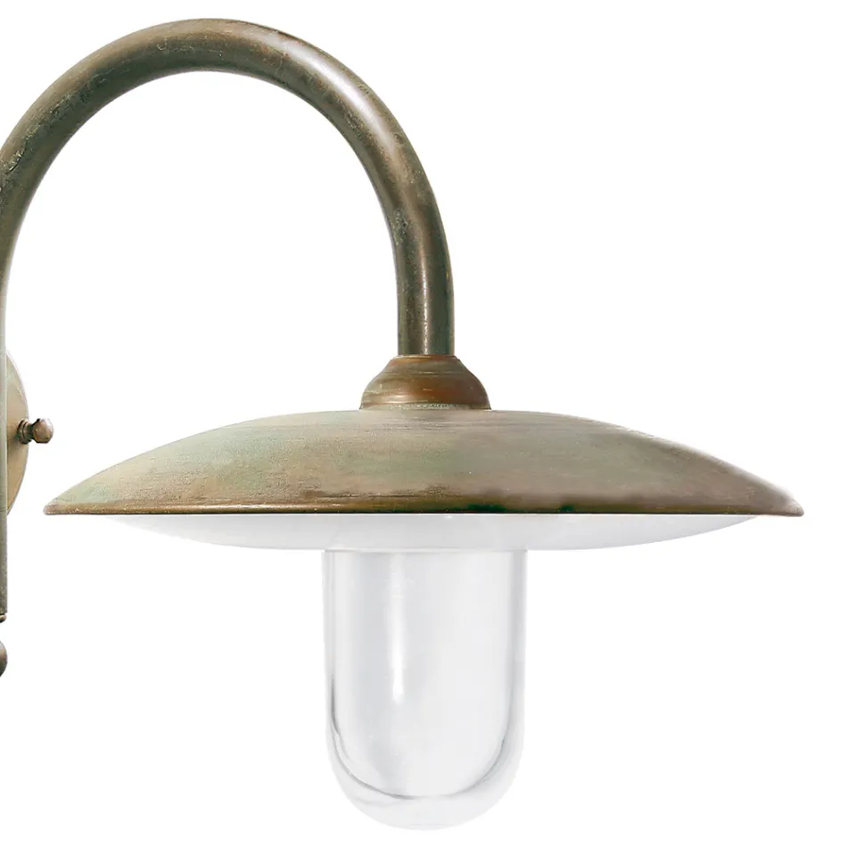 Vintage udendørs væglampe i messing og klart glas - Dragon Viadurini