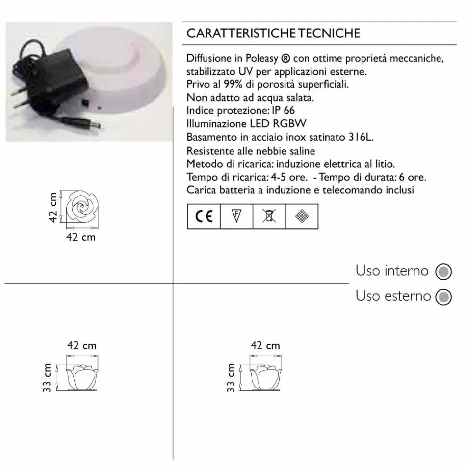 Rose-formet bordlampe med induktion RGBW Led - Baby Love fra Myyour Viadurini