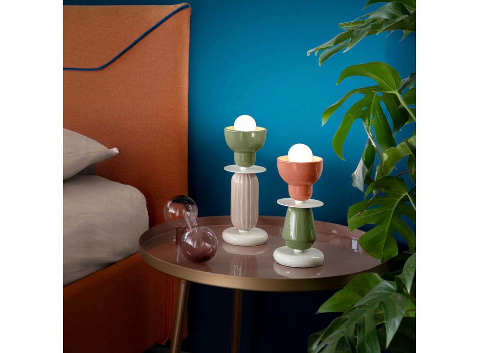 Høj keramisk bordlampe i 2 farver Made in Italy - Berimbau Viadurini