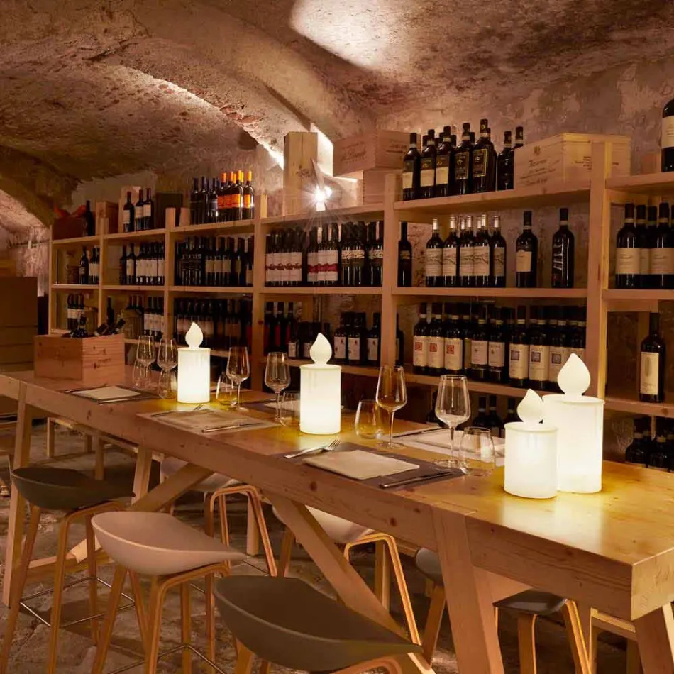 Hvid eller rød lysende stearinlysborddesign af Slide - Fiammetta Viadurini