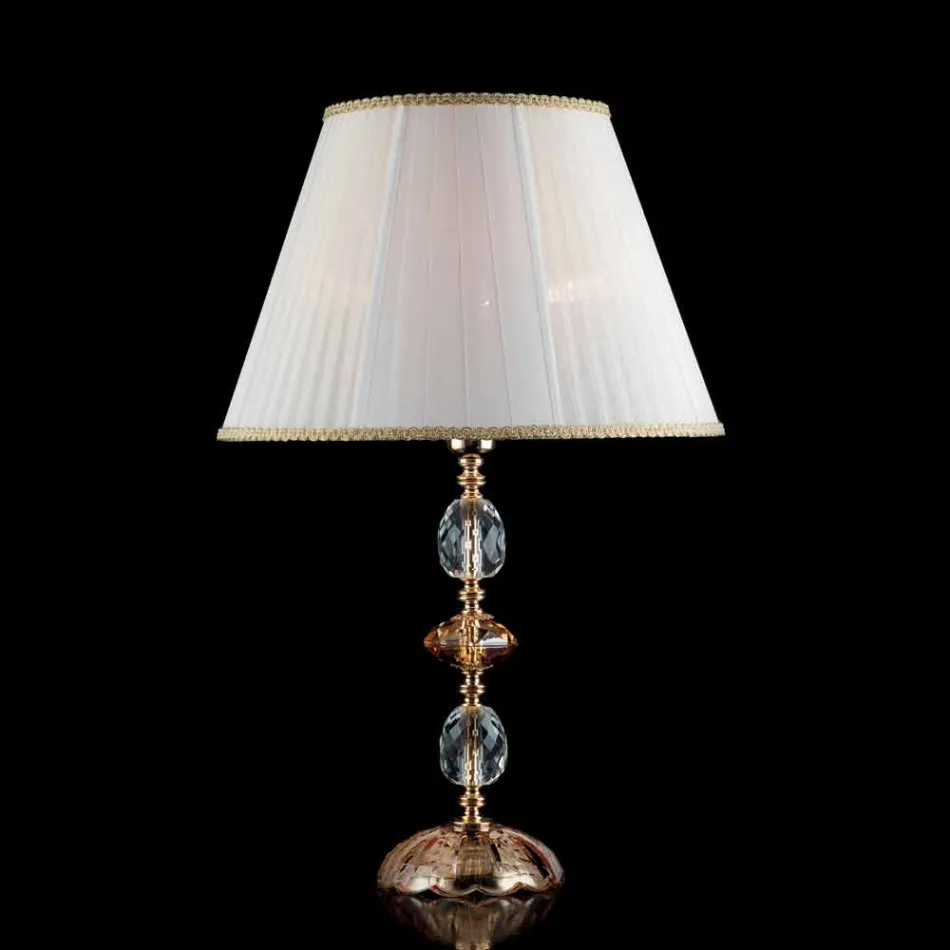 Traditionel bordlampe i krystal og glas Fin, fremstillet i Italien Viadurini