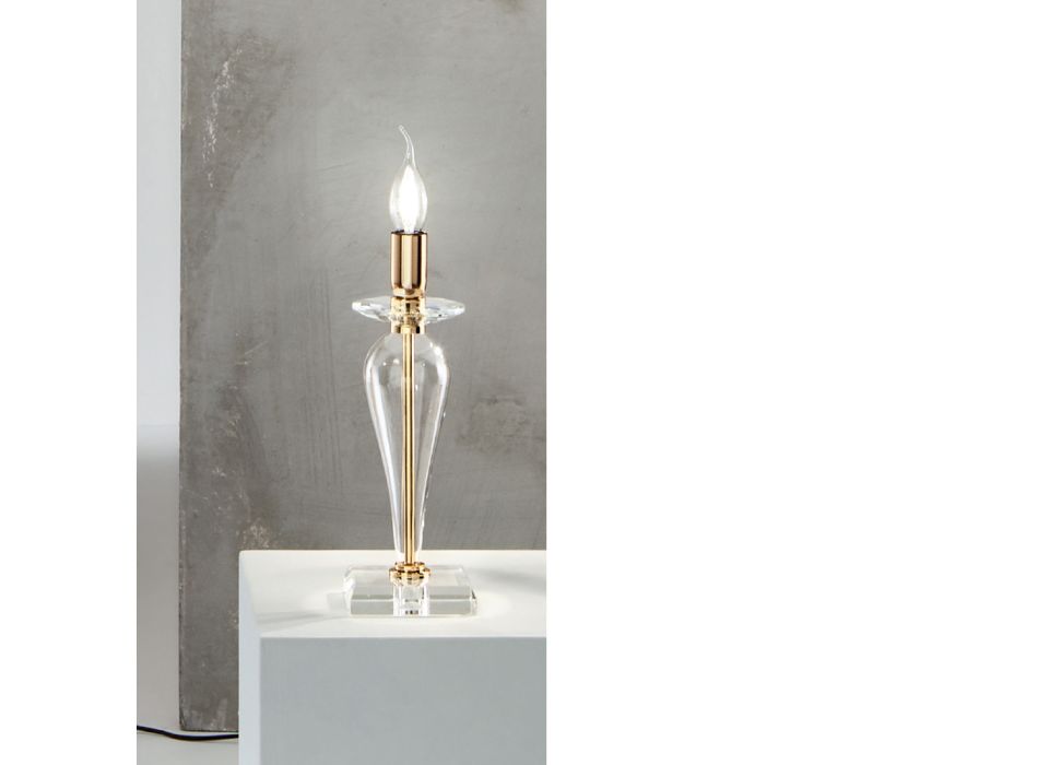 Klassisk bordlampe i håndlavet italiensk glas og guldmetal - Oliver Viadurini
