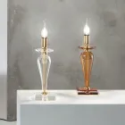 Klassisk bordlampe i håndlavet italiensk glas og guldmetal - Oliver Viadurini
