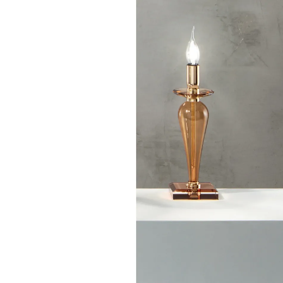 Klassisk bordlampe i håndlavet italiensk glas og guldmetal - Oliver Viadurini