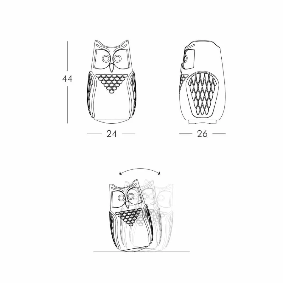 Slide Bubo farvet bordlampe med ugle design lavet i Italien Viadurini