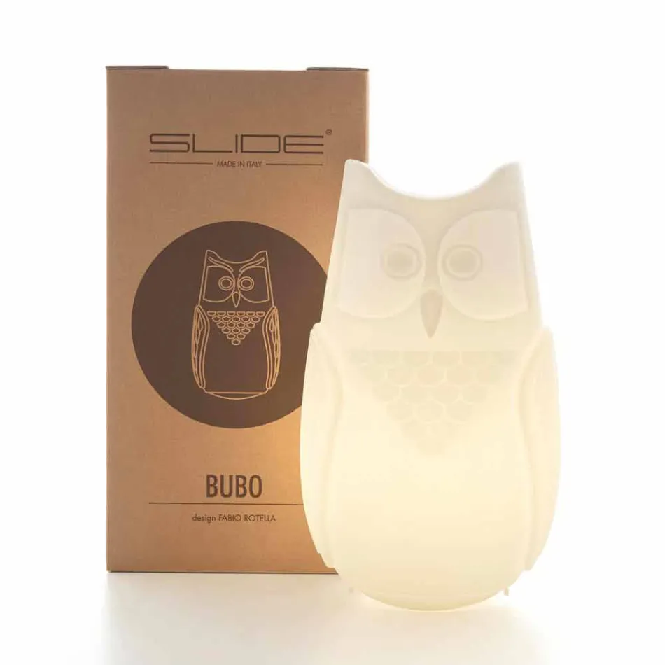 Slide Bubo farvet bordlampe med ugle design lavet i Italien Viadurini