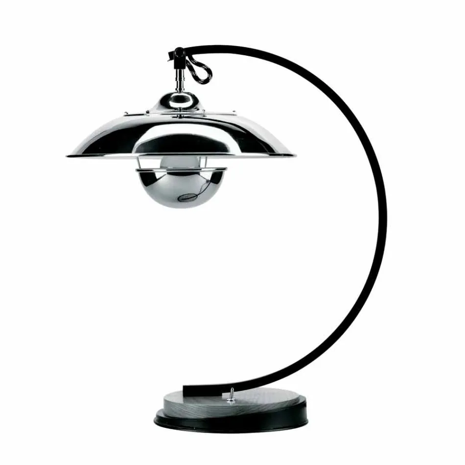 Bordlampe med struktur i egetræ og metal fremstillet i Italien - Lumetto Viadurini