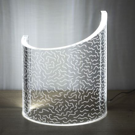 Akryl Krystal Bordlampe Buet Design Laser Decor - Ithan Viadurini