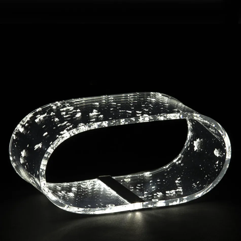 Akryl krystal bordlampe og guld, sølv eller kobber blade - Gnassi Viadurini