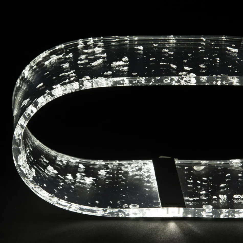 Akryl krystal bordlampe og guld, sølv eller kobber blade - Gnassi Viadurini