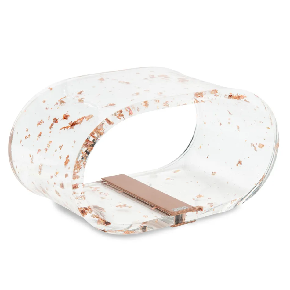 Akryl krystal bordlampe og guld, sølv eller kobber blade - Gnassi Viadurini