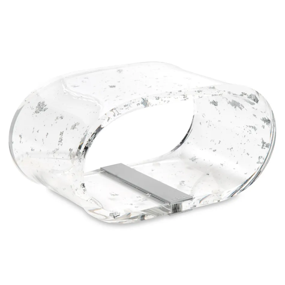 Akryl krystal bordlampe og guld, sølv eller kobber blade - Gnassi Viadurini