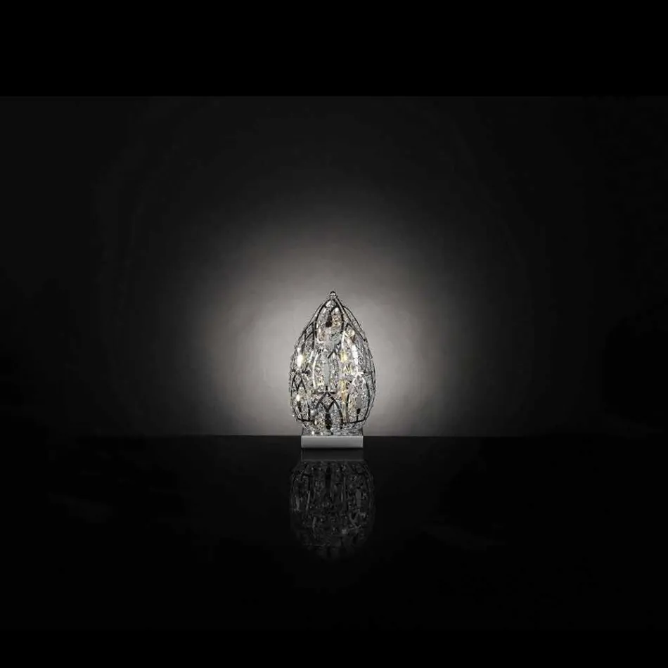 Design bordlampe i krystalform og stål formet Egg Egg Viadurini