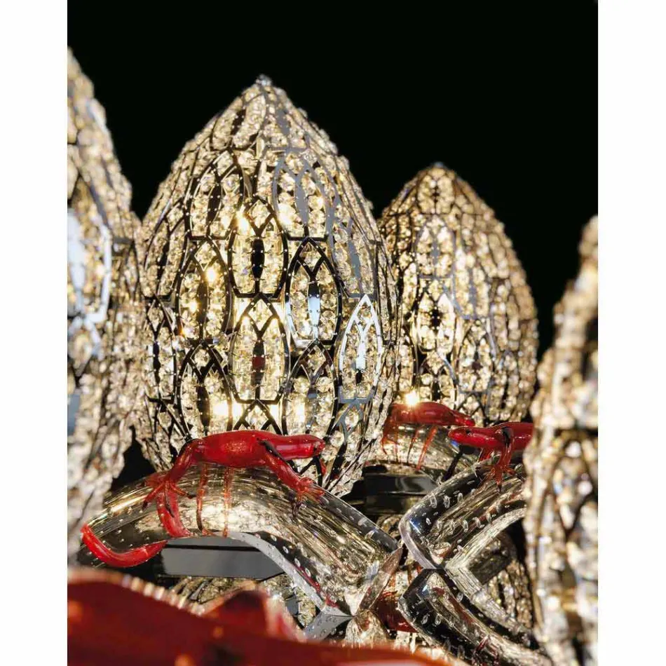 Design bordlampe i krystalform og stål formet Egg Egg Viadurini