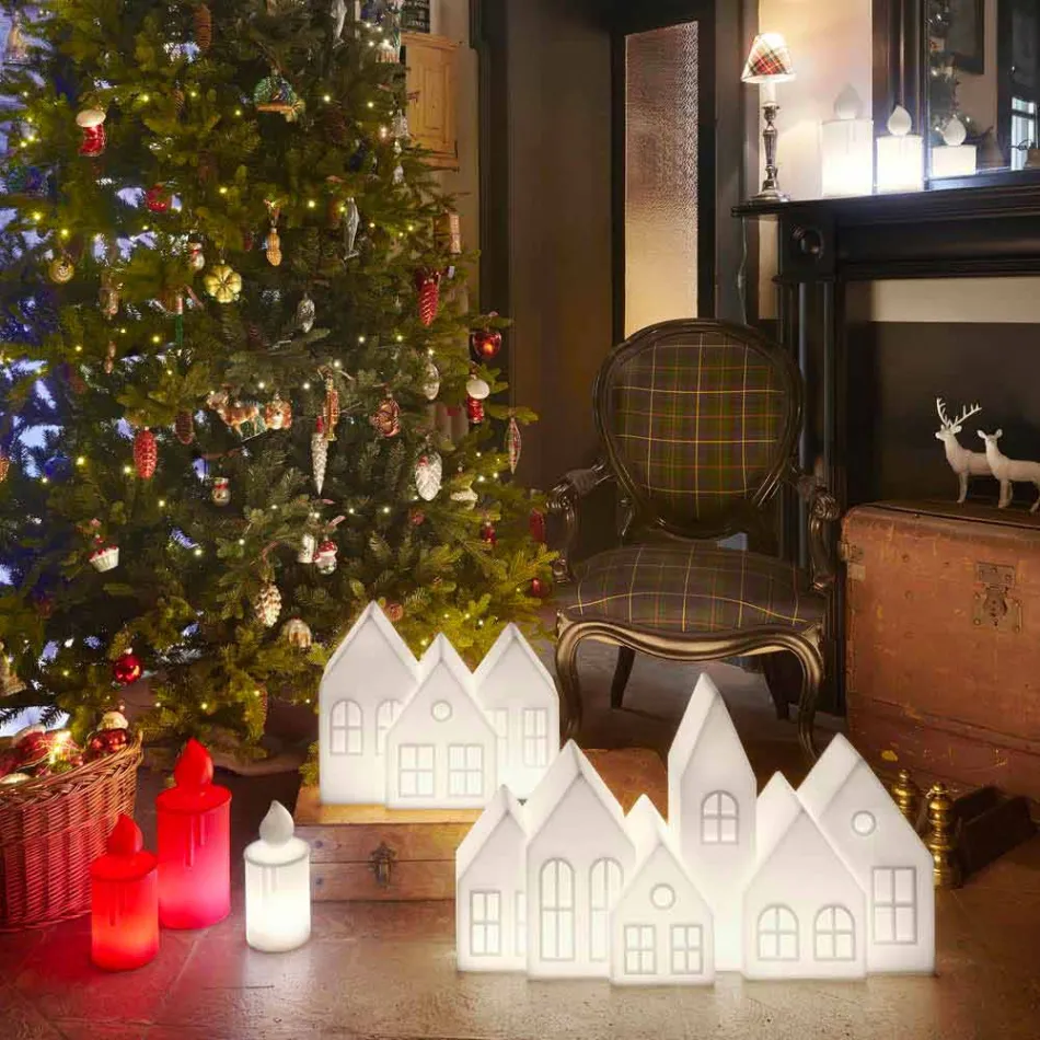 Design bordlampe med hvide eller røde ledede huse Design Slide - Kuusi Viadurini