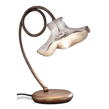 Håndlavet bordlampe i blank keramisk design med roser - Lecco Viadurini