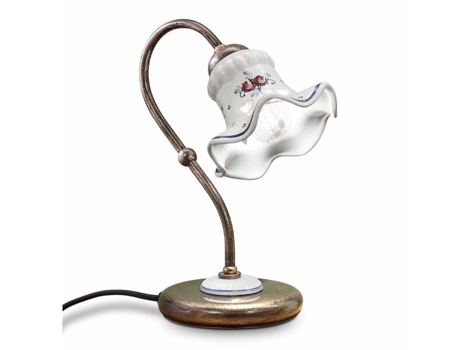 Bordlampe Jern Keramik Håndmalet Vintage Artisan - Chieti Viadurini