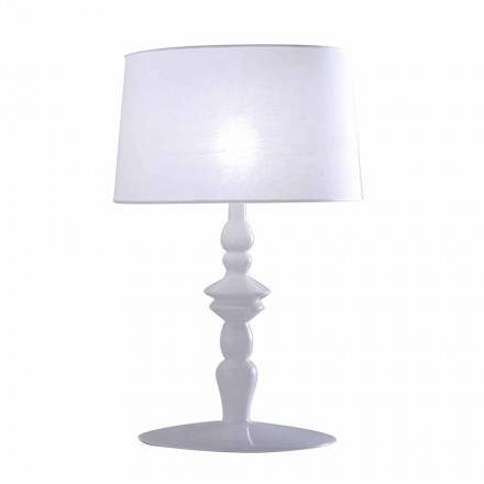 Bordlampe i hvid keramik- og linnedskærm 2 dimensioner - Cadabra Viadurini