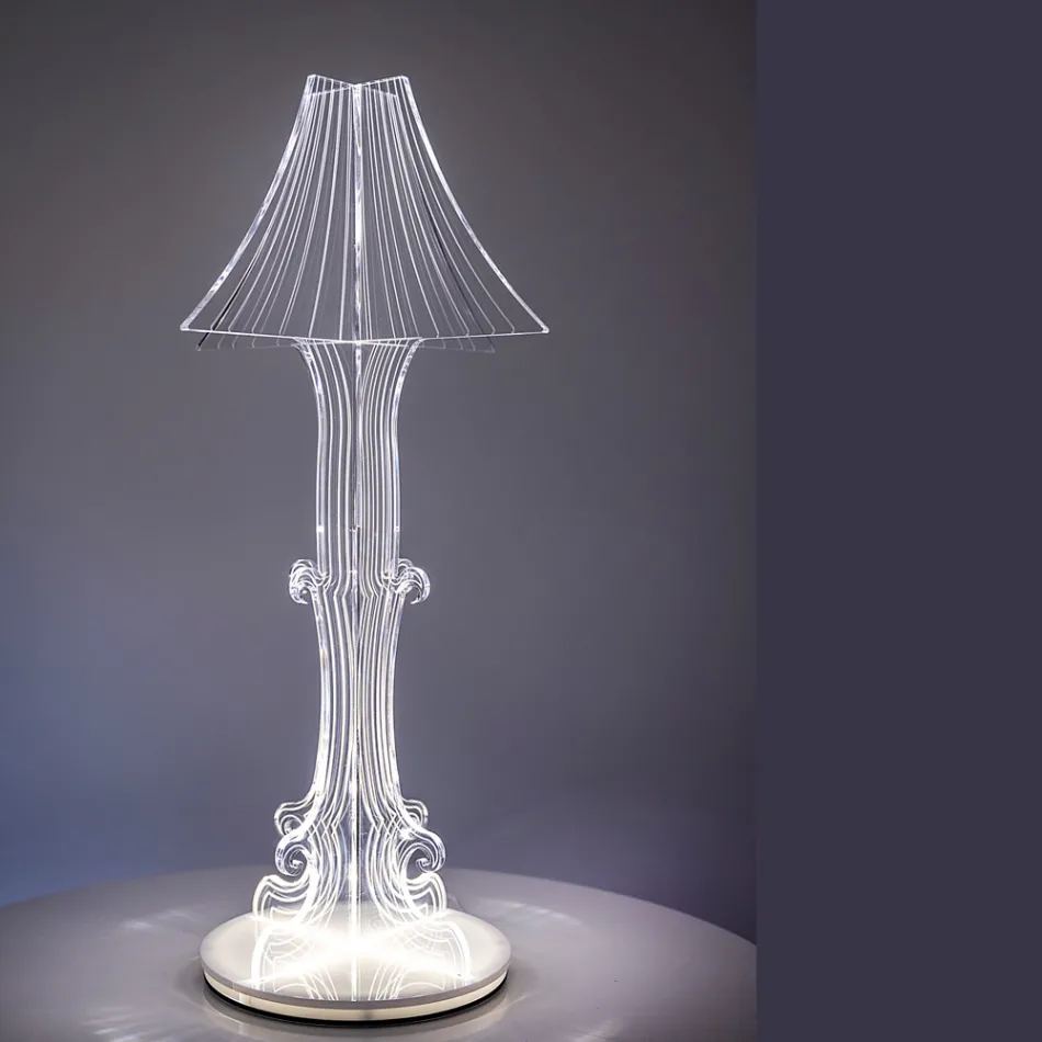 Aurel plexiglas bordlampe i to størrelser, fremstillet i Italien Viadurini