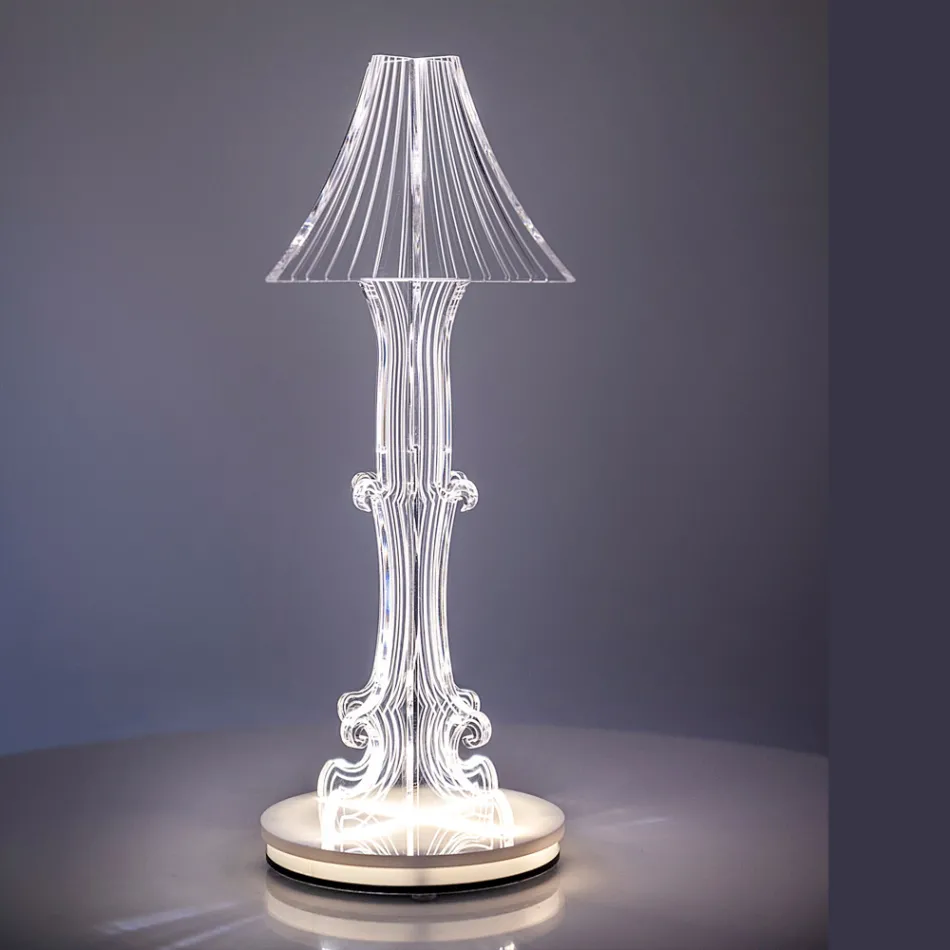 Aurel plexiglas bordlampe i to størrelser, fremstillet i Italien Viadurini