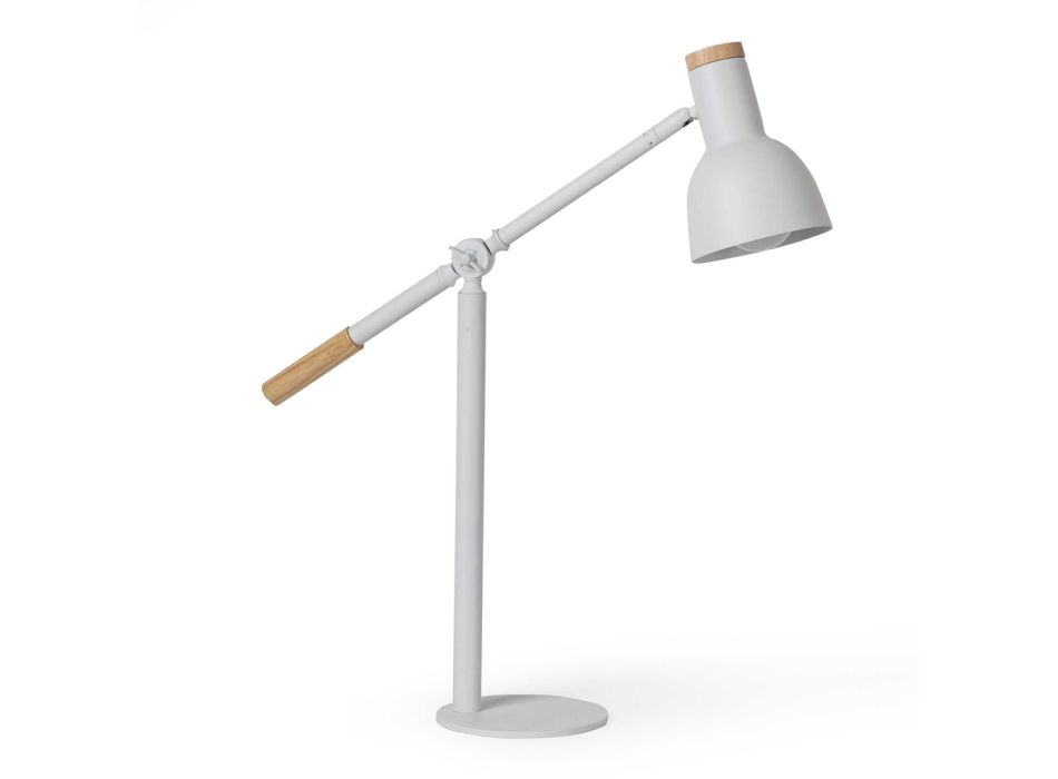 Bordlampe i hvidmetal med naturlige trædetaljer - Anya Viadurini