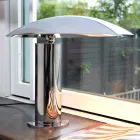 Bordlampe i krom eller sort metal med LED Made in Italy - Orlando Viadurini