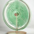 Bordlampe i metal og glas dekoreret med koncentriske linjer - Hackberry Viadurini