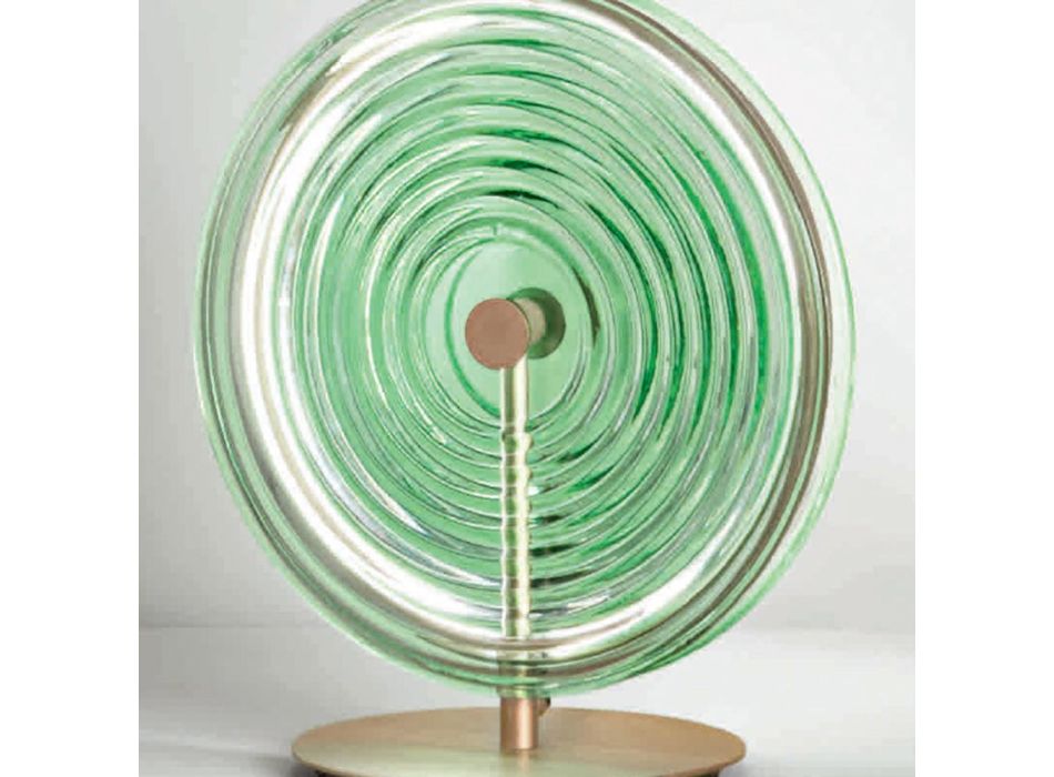 Bordlampe i metal og glas dekoreret med koncentriske linjer - Hackberry Viadurini