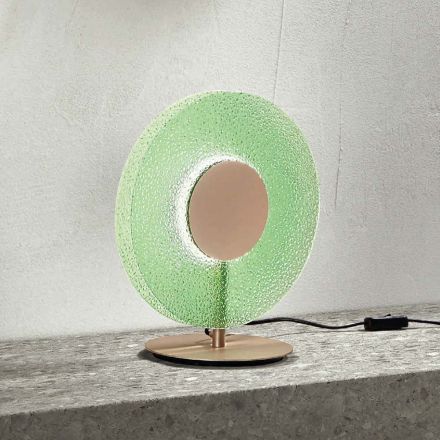 Bordlampe i malet metal og grønt glas - Albizia Viadurini