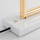 Bordlampe i messing og harpiks med marmor base lavet i Italien - Quizza Viadurini