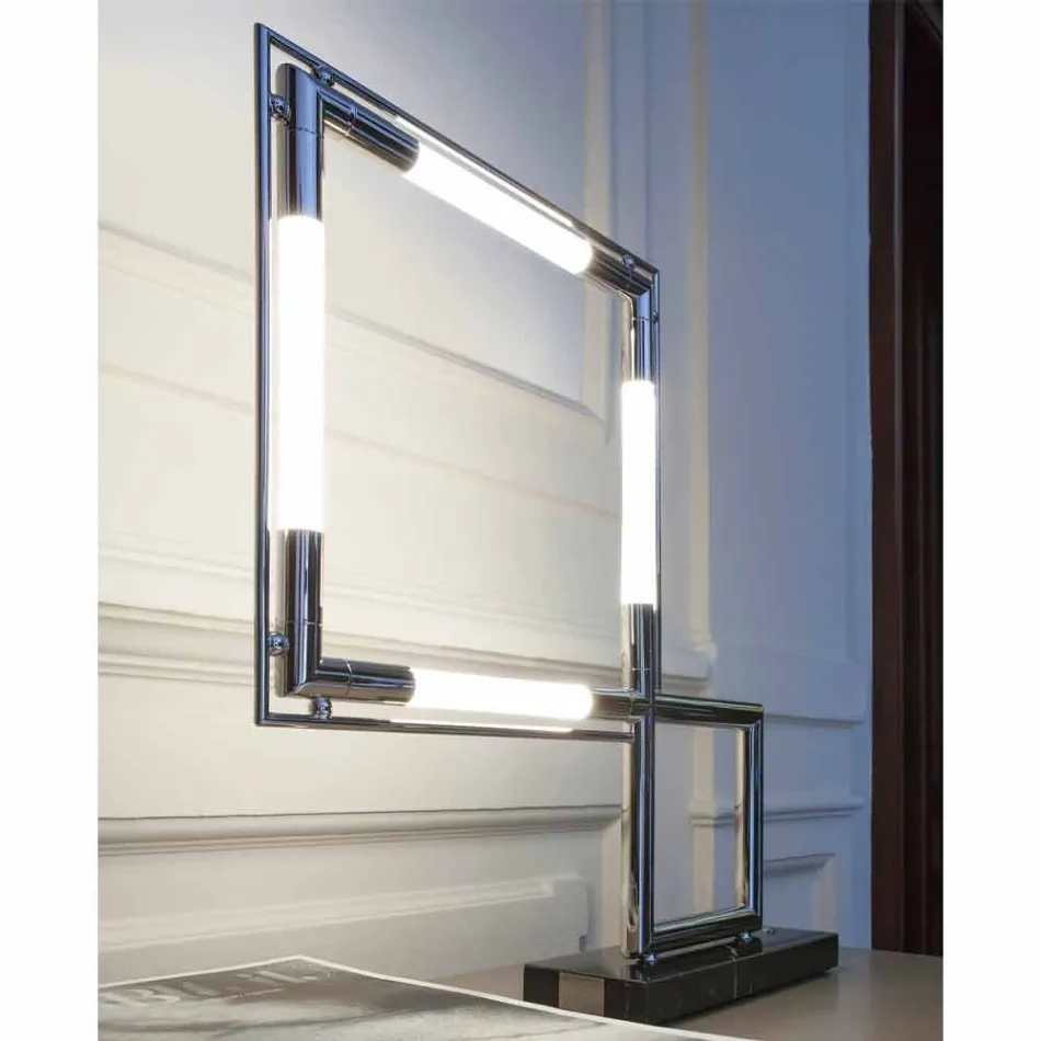 Bordlampe i messing og harpiks med marmor base lavet i Italien - Quizza Viadurini