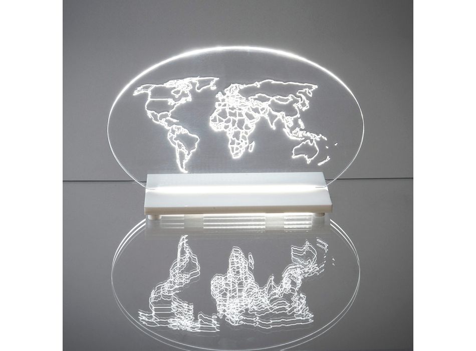 LED-drevet plexiglas bordlampe lavet i Italien - Rapunzel Viadurini