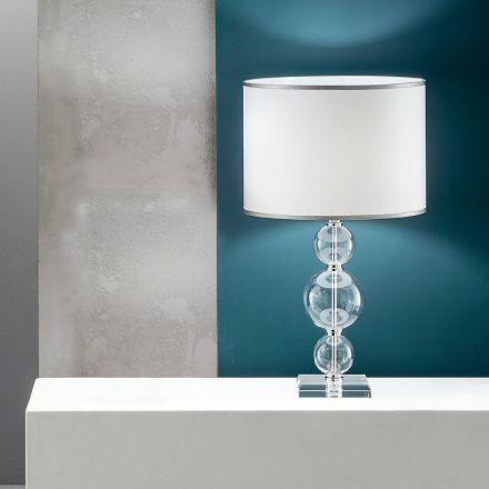 Bordlampe i håndværksglas og metal Klassisk stil - Mindful Viadurini