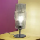 Bordlampe i håndblæst glas i Venedig og metal - Satomi Viadurini