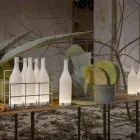 Led bordlampe i hvidt mat glas moderne design - flaske Viadurini