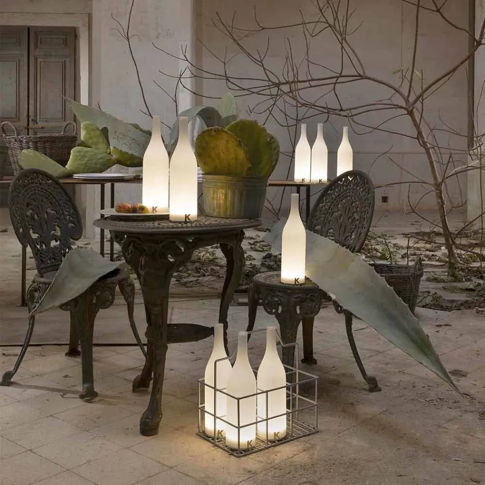 Led bordlampe i hvidt mat glas moderne design - flaske Viadurini