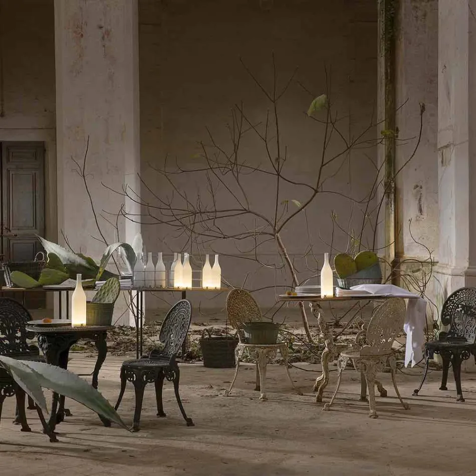 Led bordlampe i hvidt mat glas moderne design - flaske Viadurini