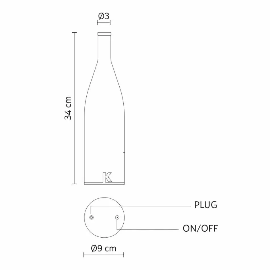 Led bordlampe i hvidt mat glas moderne design - flaske Viadurini