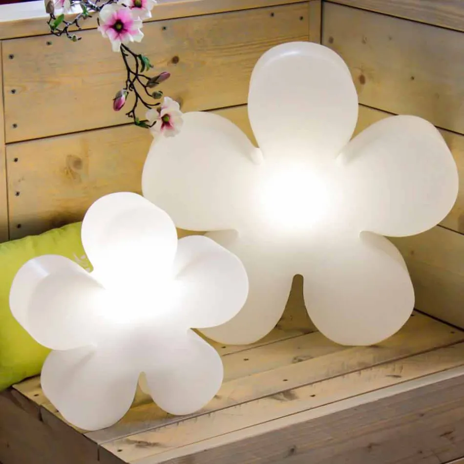 Moderne design blomsterbord eller gulvlampe i hvid plast - Fiorestar Viadurini