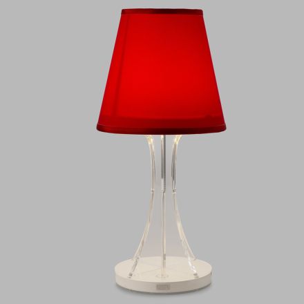 Genopladelig bordlampe i akryl og stoflampeskærm - Raviolino Viadurini