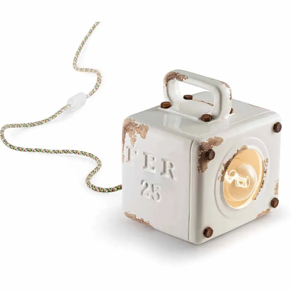 Industriel stil bordlampe i keramik og jern Valerie Viadurini