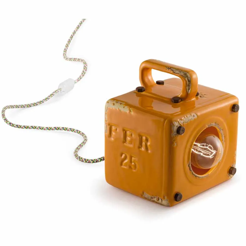 Industriel stil bordlampe i keramik og jern Valerie Viadurini