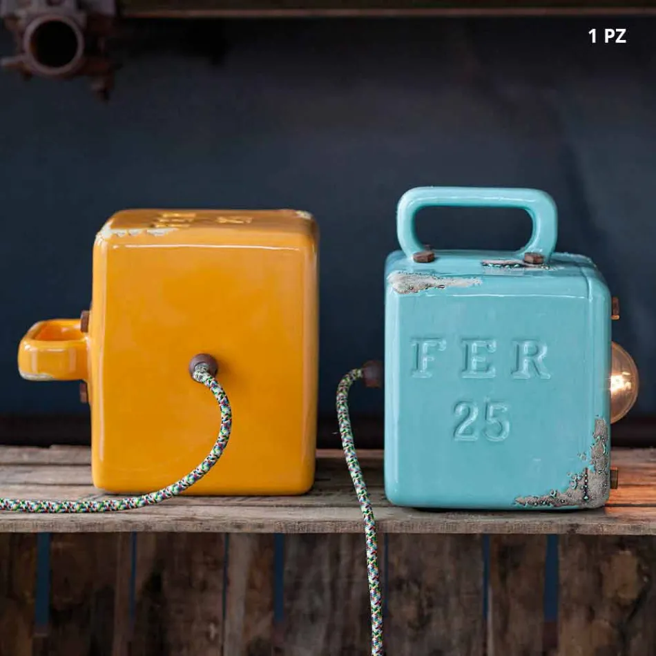 Industriel stil bordlampe i keramik og jern Valerie Viadurini