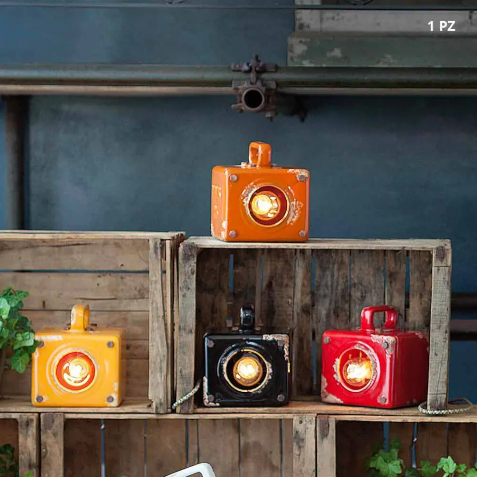 Industriel stil bordlampe i keramik og jern Valerie Viadurini