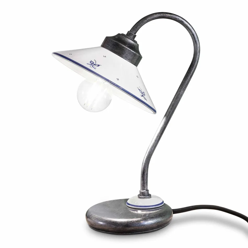 Vintage stil bordlampe i håndmalet keramik og jern - Asti Viadurini
