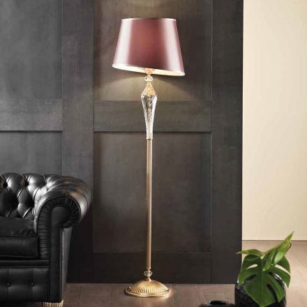 Klassisk gulvlampe i håndlavet glas og luksuslampeskærm - Flandern Viadurini